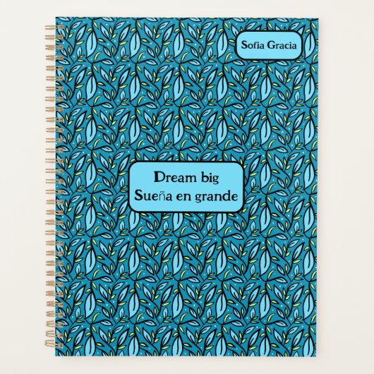 Blauwe turquoise laat droom Big Sueña en Grande ac Planner (Voorkant)