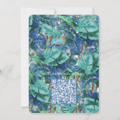 Blauwe Turquoise Monstera Bladeren & Vlinders Kaart (Achterkant)