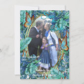 Blauwe Turquoise Monstera Bladeren & Vlinders Kaart (Voorkant)