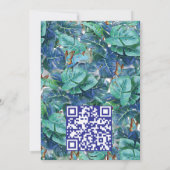 Blauwe Turquoise Monstera Bladeren & Vlinders Kaart (Achterkant)