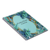 Blauwe Turquoise Monstera Bladeren & Vlinders Notitieboek (Rechterzijde)