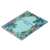 Blauwe Turquoise Monstera Bladeren & Vlinders Notitieboek (Linkerzijde)