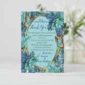 Blauwe Turquoise Monstera Bladeren & Vlinders RSVP Kaartje (Staand voorkant)