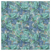 Blauwe Turquoise Monstera Bladeren & Vlinders Stof (Swatch)