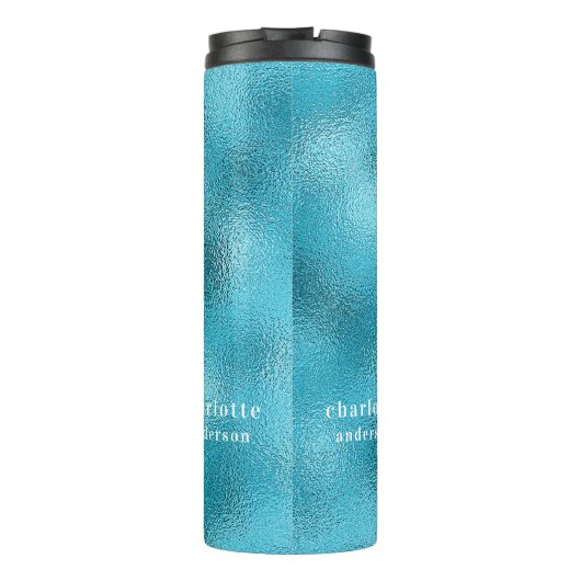 Blauwe turquoise oceaan zee naam thermosbeker (Achterkant)