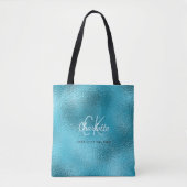 Blauwe turquoise oceaan zee naam zomer tote bag (Voorkant)