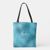 Blauwe turquoise oceaan zee naam zomer tote bag (Achterkant)