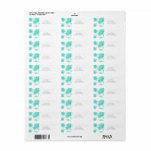Blauwe Turquoise Palmbladeren Etiket (Full Sheet)