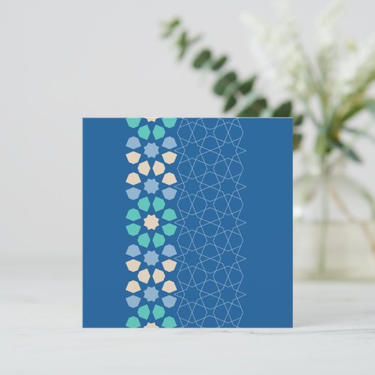 Blauwe turquoise rust feestdagenkaart (Staand voorkant)