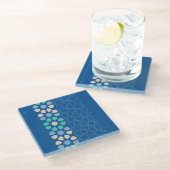 Blauwe turquoise rust glazen onderzetter (Schuin)