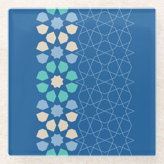 Blauwe turquoise rust glazen onderzetter (Voorkant)