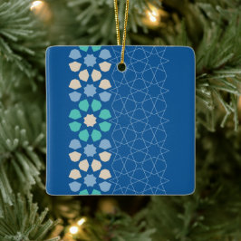 Blauwe turquoise rust keramisch ornament