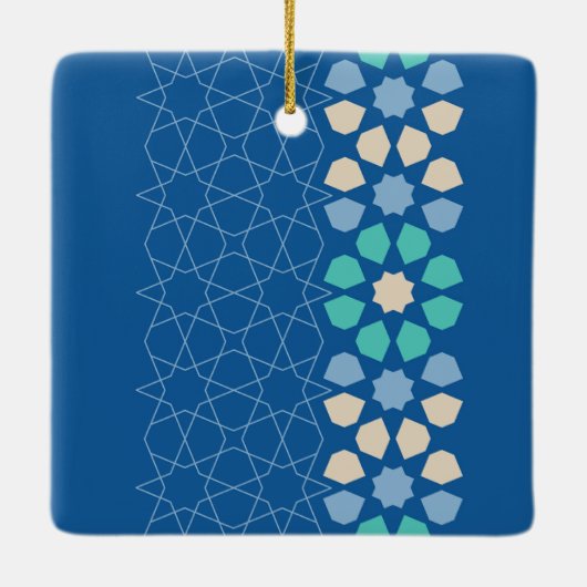 Blauwe turquoise rust keramisch ornament (Achterkant)