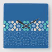 Blauwe turquoise rust vierkante klok (Voorkant)