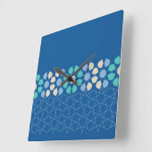 Blauwe turquoise rust vierkante klok (Hoek)