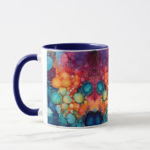 Blauwe turquoise Sinaasappel- & inktbellen Mok (Links)