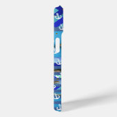 blauwe turquoise strepen & ankerpatroon Case-Mate iPhone case (Achterkant / Rechts)