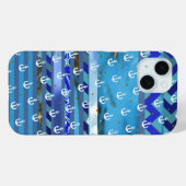 blauwe turquoise strepen & ankerpatroon Case-Mate iPhone case (Achterkant (horizontaal))