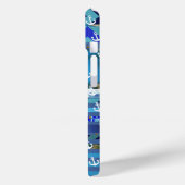 blauwe turquoise strepen & ankerpatroon Case-Mate iPhone case (Achterkant / Links)