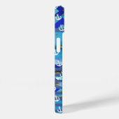 blauwe turquoise strepen & ankerpatroon Case-Mate iPhone case (Achterkant / Rechts)