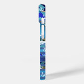 blauwe turquoise strepen & ankerpatroon Case-Mate iPhone case (Achterkant / Links)