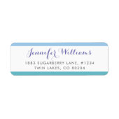 Blauwe turquoise strepen Modern retour adres label (Voorkant)