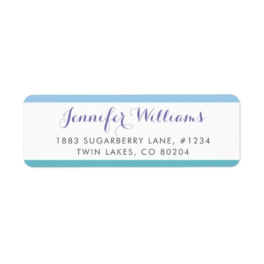 Blauwe turquoise strepen Modern retour adres label (Voorkant)