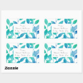 Blauwe turquoise Waterverf laat labels achter (Vel)