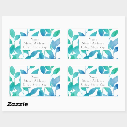 Blauwe turquoise Waterverf laat labels achter (Vel)