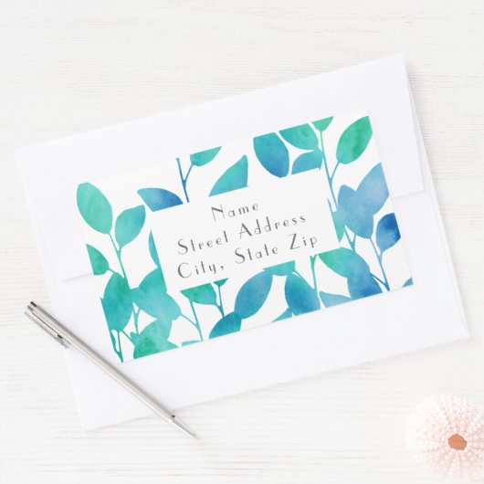 Blauwe turquoise Waterverf laat labels achter (Envelop)