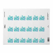 Blauwe Turquoise Waterverf Leaves Etiket (Full Sheet)