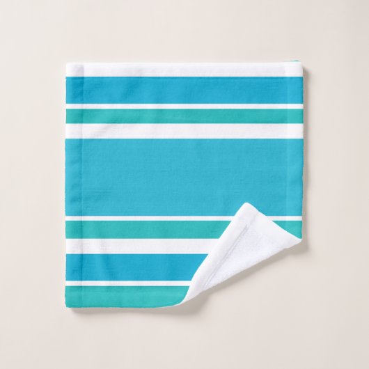 Blauwe turquoise witte strepen bad handdoek (Wasdoekje)