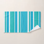 Blauwe turquoise witte strepen bad handdoek (Handdoek)