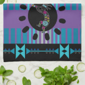 Blauwe turquoise zuidwestelijke Kokopelli Theedoek (Gevouwen)