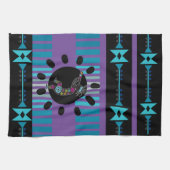 Blauwe turquoise zuidwestelijke Kokopelli Theedoek (Horizontaal)