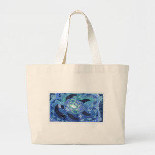 BLAUWE TURTLE GROTE TOTE BAG