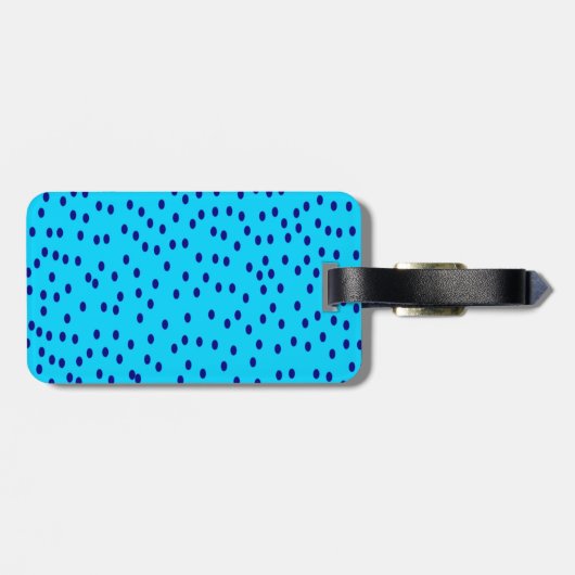 Blauwe twee getinte stippen bagagelabel (Achterkant horizontaal)