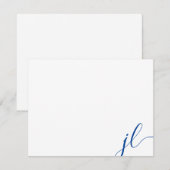 Blauwe twee initialen script kalligrafie notitieka notitiekaartje (Voorkant / Achterkant)