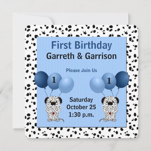 Blauwe tweeling 1e verjaardag kaart (Voorkant)