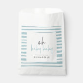 Blauwe tweeling baby shower typografie moderne gun bedankzakje (Voorkant)