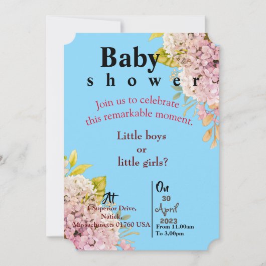Blauwe tweeling baby uitnodiging (Voorkant)