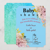 Blauwe tweeling baby uitnodiging (Voorkant / Achterkant)