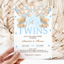 Blauwe Tweeling Jongens Beer Ballonnen Baby Shower