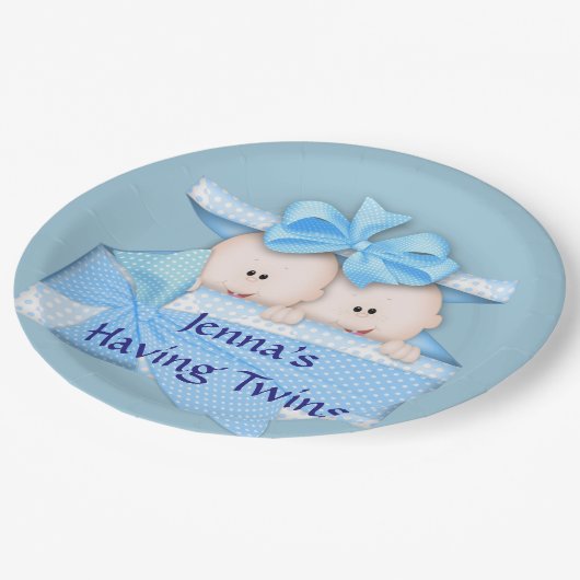 Blauwe tweens Baby shower Borden Papieren Bordje (Gekanteld)