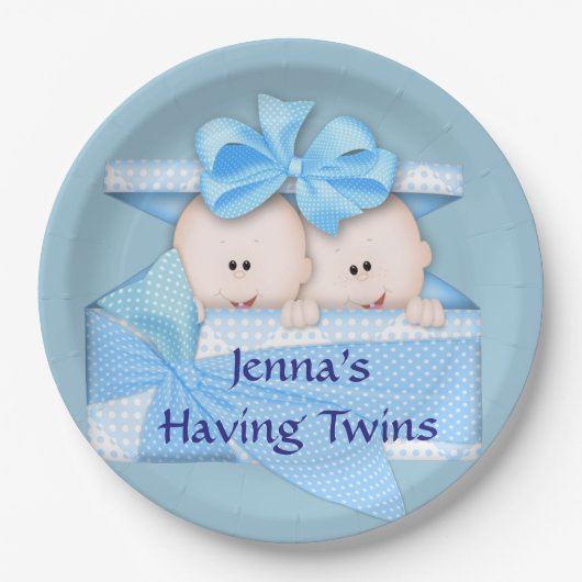 Blauwe tweens Baby shower Borden Papieren Bordje (Voorkant)