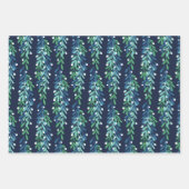 Blauwe twijgen en witte kerstpatronen inpakpapier vel (Voorkant 3)