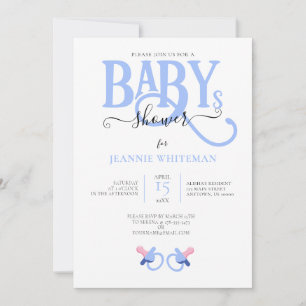 BLAUWE TWIN JONGEN BABYSHOWER MET FOPSPEEN   KAART