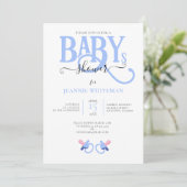 BLAUWE TWIN JONGEN BABYSHOWER MET FOPSPEEN KAART (Staand voorkant)