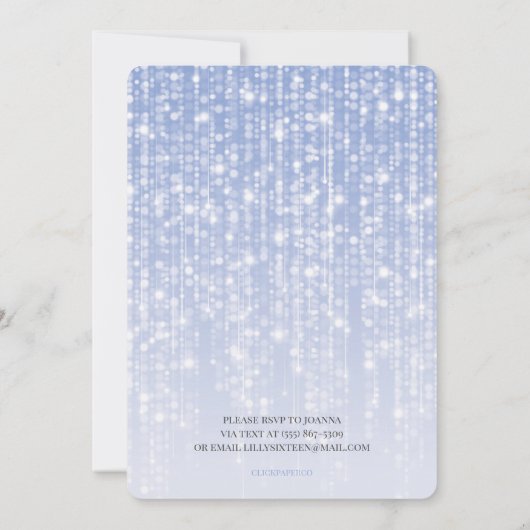 Blauwe Twinkle Licht Foil ballon 16th Birthday Kaart (Achterkant)