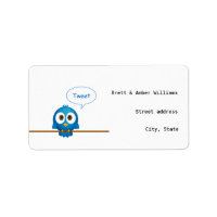 Blauwe twitter vogel cartoon adresetiketten